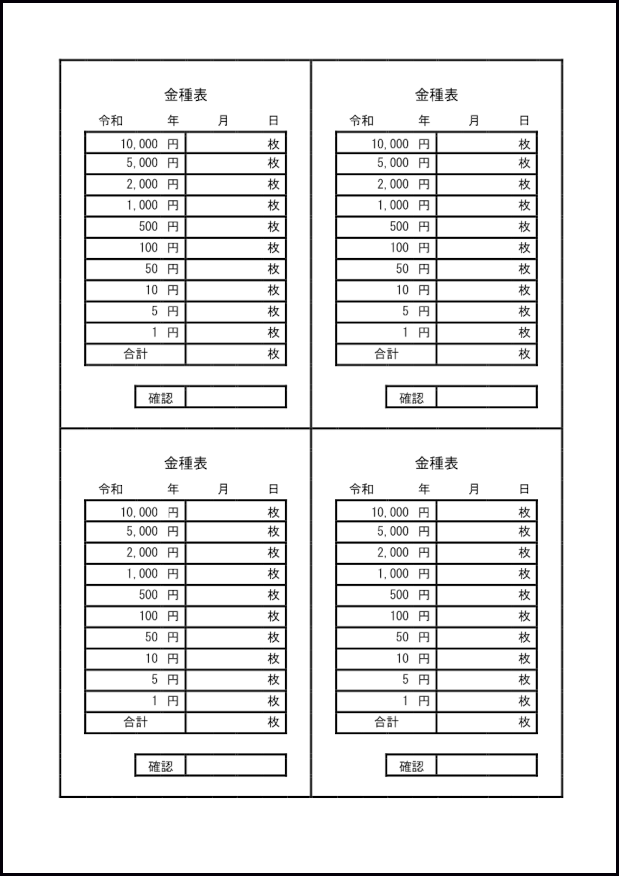 金種表3