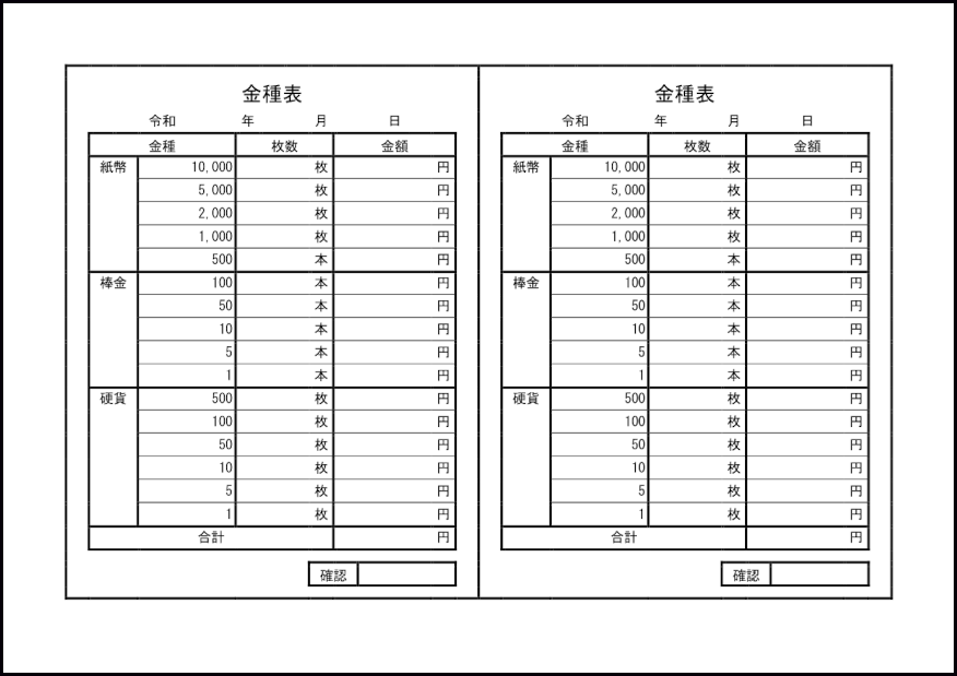 金種表4 LibreOffice