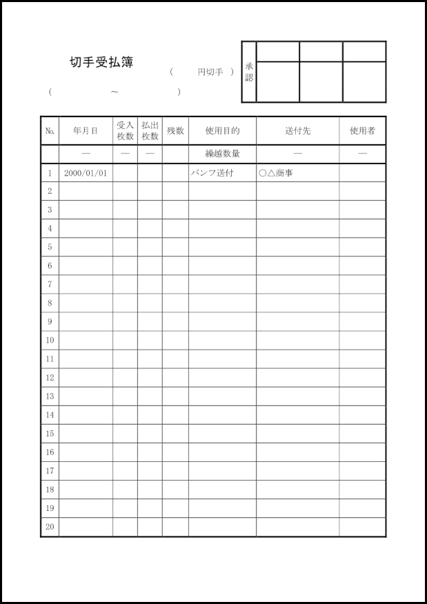 切手受払簿4 LibreOffice