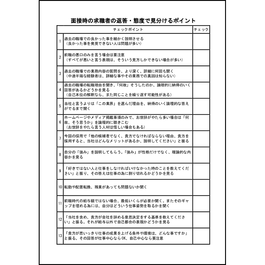 面接時の求職者の返答・態度で見分けるポイント12