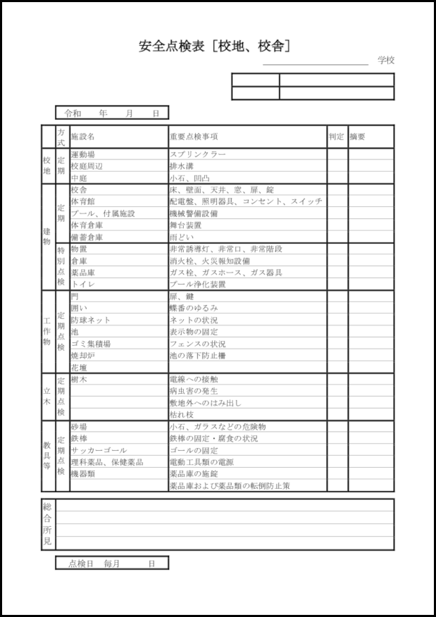 安全点検表[校地、校舎]3