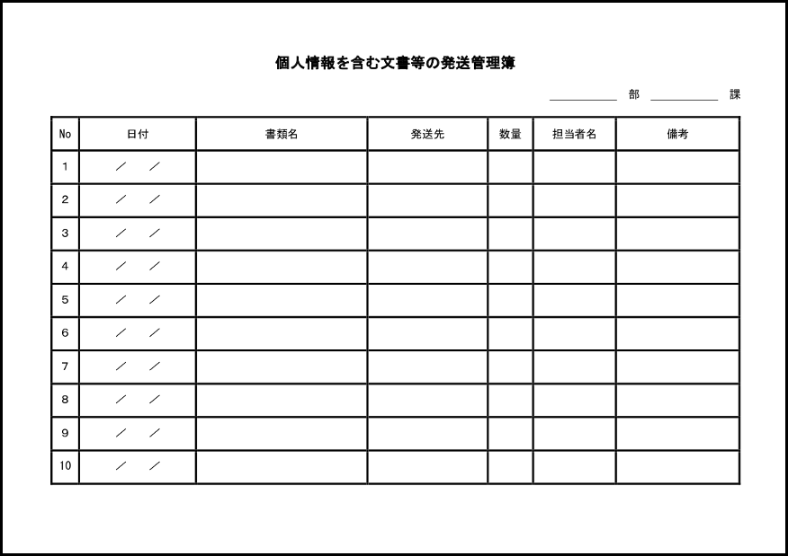 個人情報を含む文書等の発送管理簿13