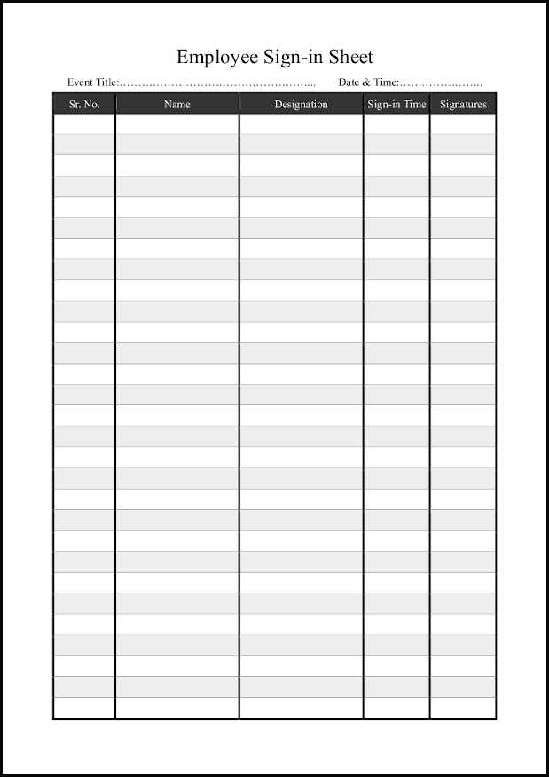 Employee Sign-in Sheet27