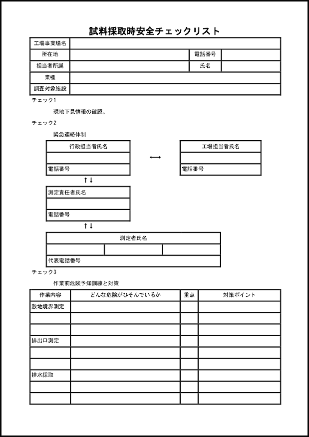 試料採取時安全チェックリスト35