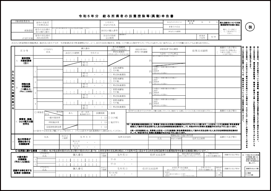 令和５年分給与所得者の扶養控除等(異動)申告書890 LibreOffice