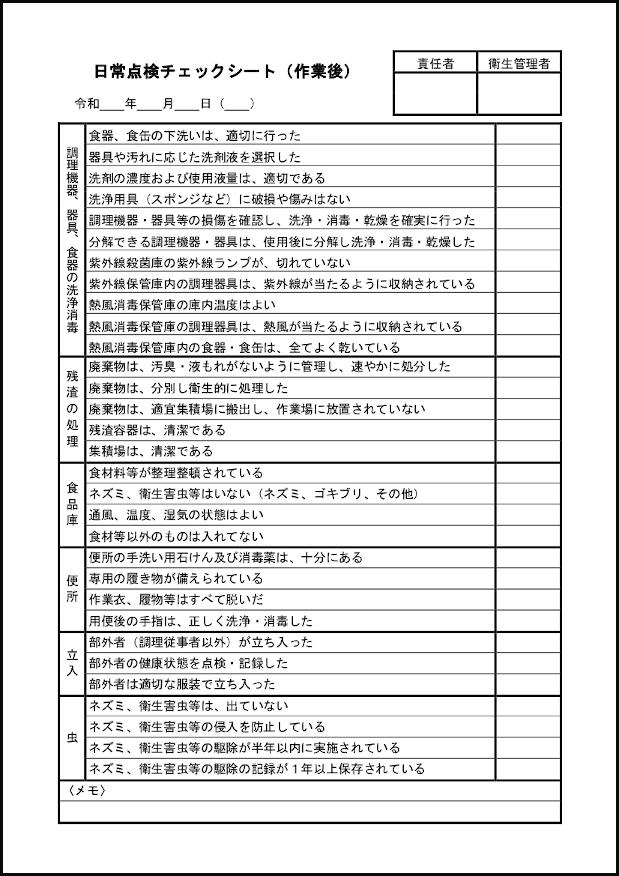 日常点検チェックシート（作業後）5